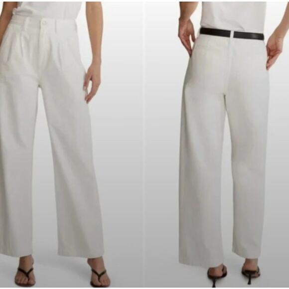 Madewell Baggy Straight Jeans Tile White Size 32 NWT High Rise Pleated - Picture 1 of 6